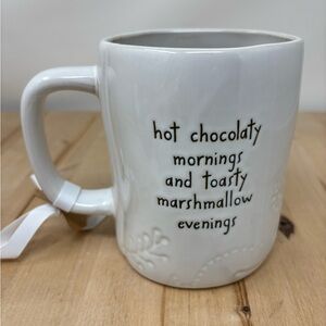 Rae Dunn HOT CHOCOLATY MORNINGS AND TOASTY MARSHMALLOW EVENINGS Mug Double Sided